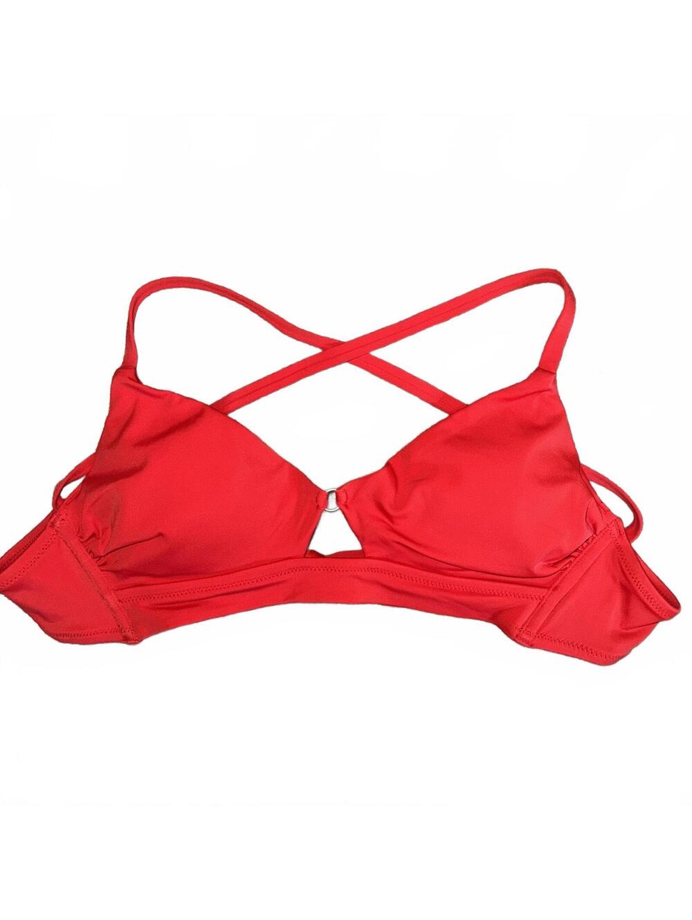 Shade & Shore Red Crisscross Triangle Bikini Top Women's Size 32B NWT
